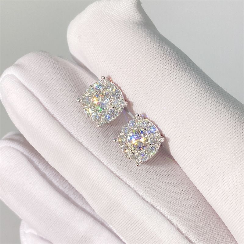 D Color Moissanite Screwback Earrings Women 925 Sterling Silver VVS1 Moissanite Diamond Stud Earrings 14K Gold Plated Pass Test