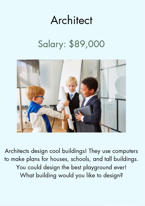 Architect Sample Page and Activity Card