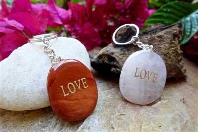 His &amp; Hers Keychain | Rose Quartz + Red Jaspe