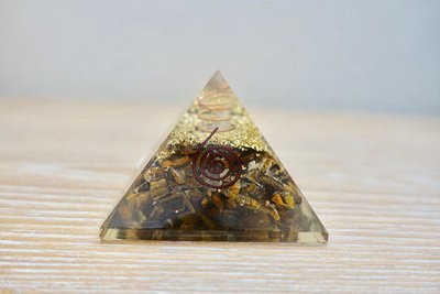 Will-Power Stone Yellow Tiger Eye 50-60mm Orgone Pyramid