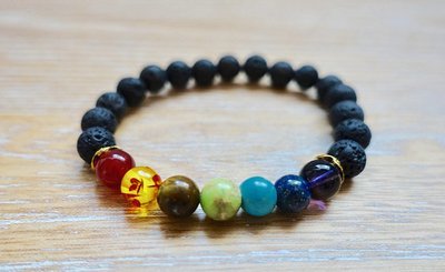 Crowned Rebirth Stone  7 Chakras Bracelet | Lava Stone