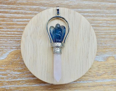 Mom To Be Angel Pendant &amp; Necklace | Fluorite + Rose Quartz