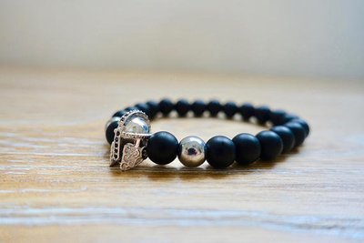 Silver Royal Guard Bracelet | Black Onyx Matte + Hematite