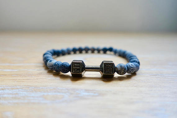 Calm and Communication Fit Life Chrome Bracelet | Blue Crackled Agate