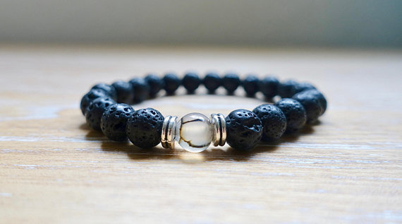 Grounding Aromatherapy Bracelet | Black Tourmaline + Black Lava Stone