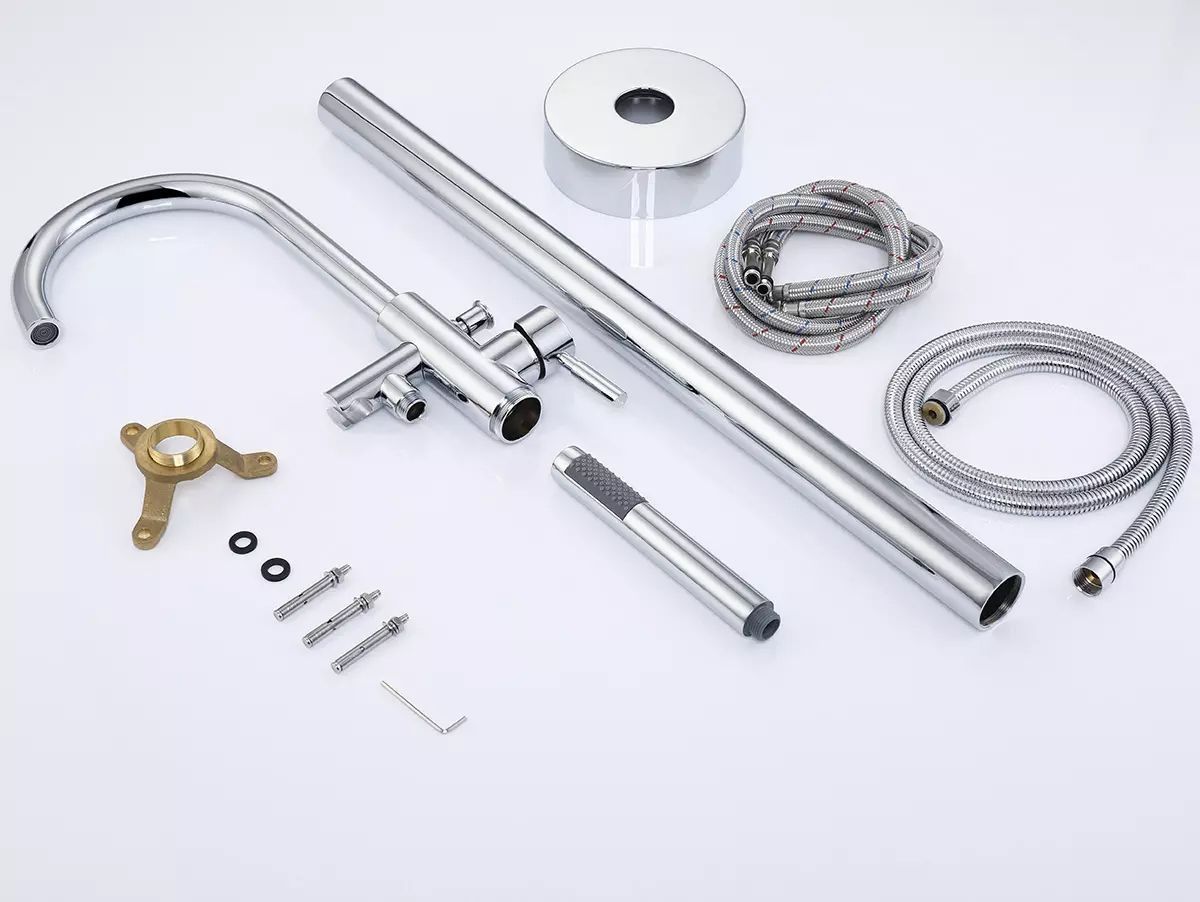 ROBINET DE BAIN SUR PIED AVEC DOUCHETTE - OR BROSSÉ