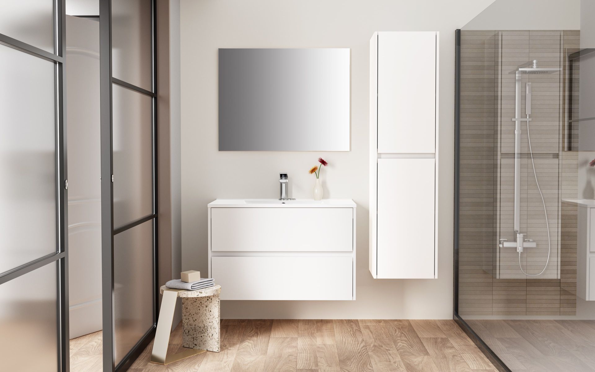 HAYAT MEUBLE COLONNE (135CM) - BLANC BRILLANT