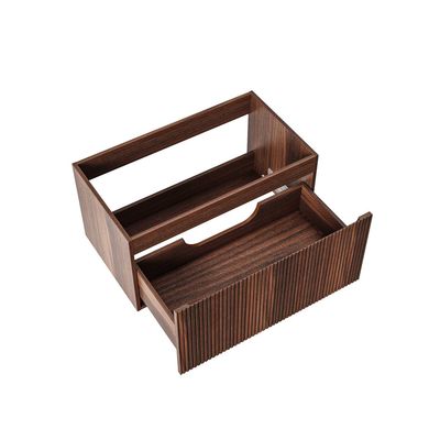 ELA MEUBLE SOUS-VASQUE - 1 TIROIR - SANS POIGNEE - SOFT CLOSE – 80X40X45 CM - WENGE + VASQUE NOIR