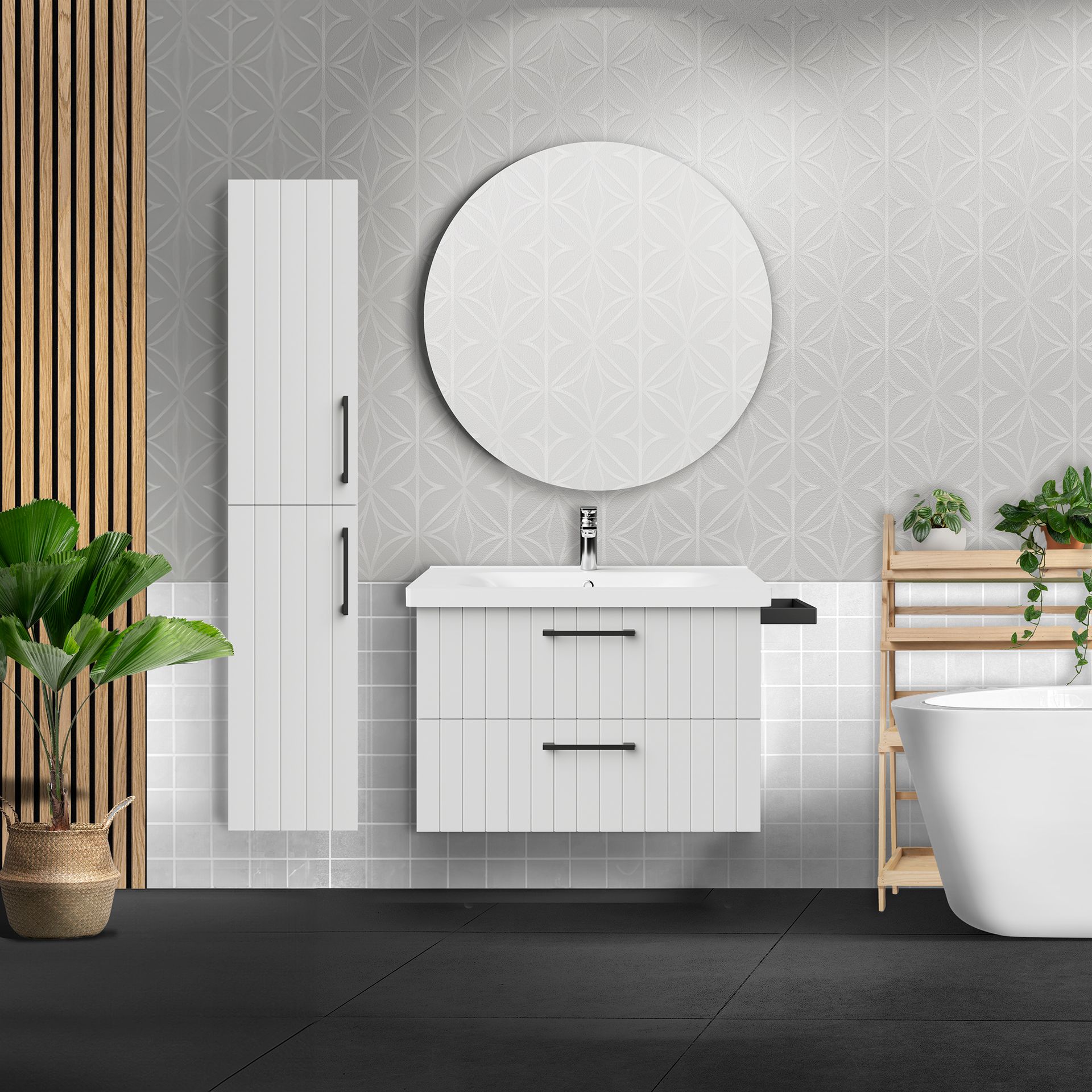MEUBLE SOUS LAVABO AVEC 2 TIROIRS 80 CM - BLANC