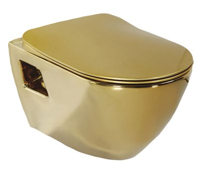 WC suspendu design doré - intérieur blanc