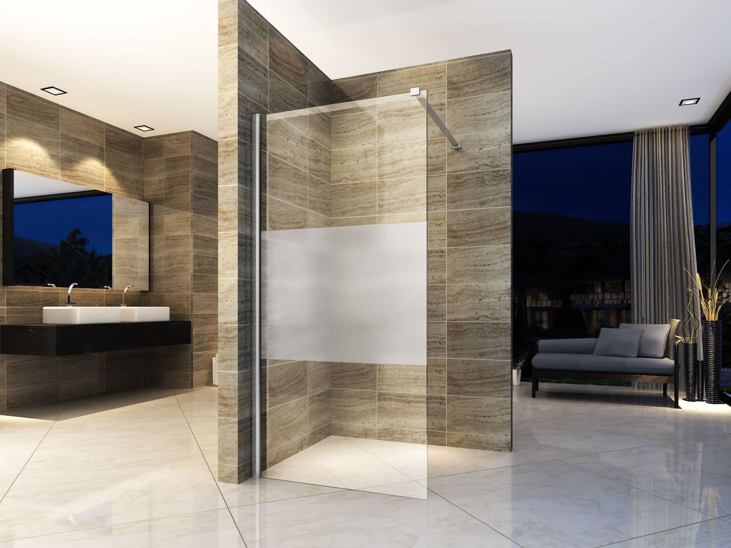 PAROI DE DOUCHE BANDE CENTRALE DEMI-MAT 8MM (100X200CM)