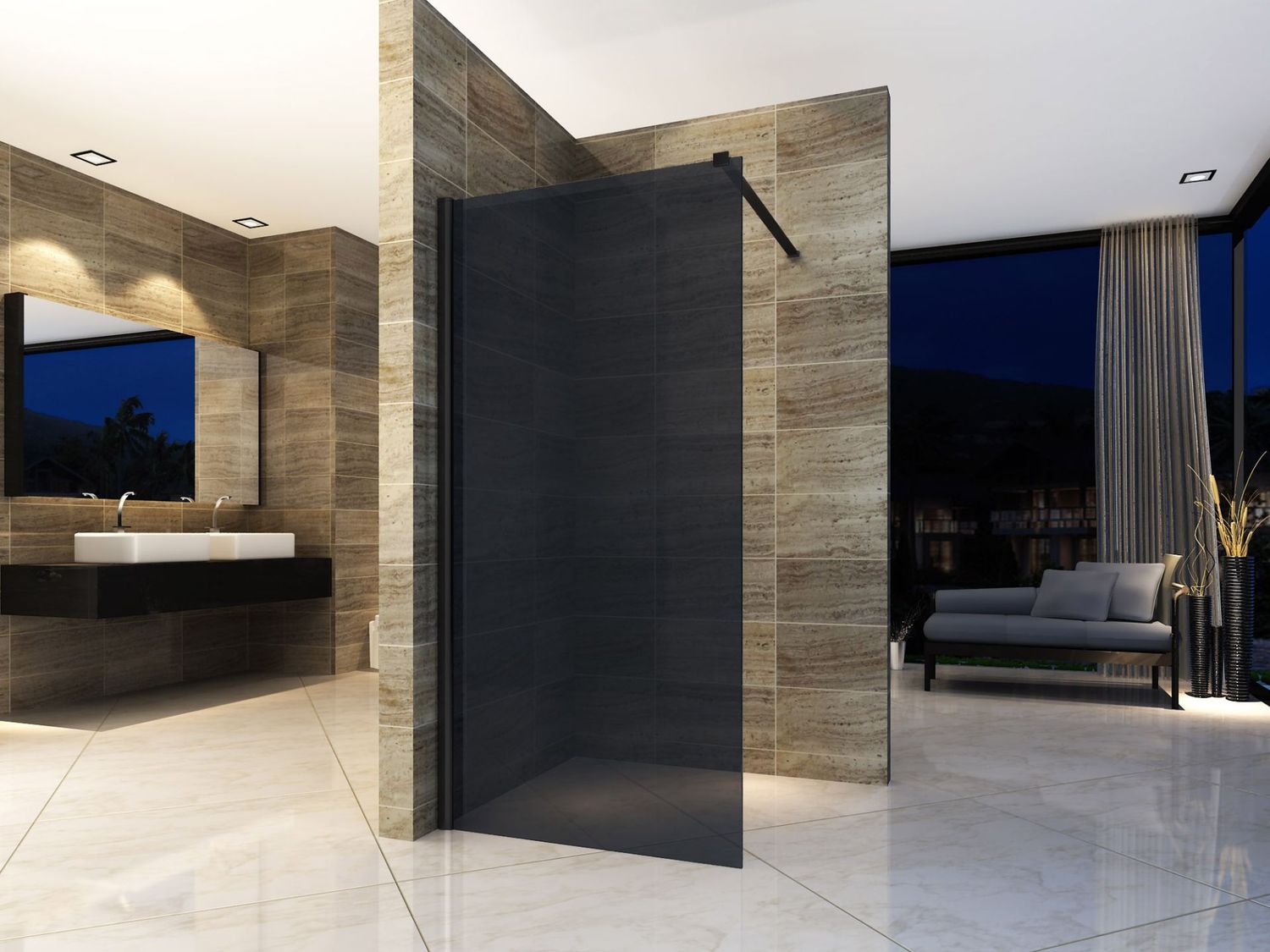 PAROI DE DOUCHE EN VERRE FUMÉ 8MM (120X200CM)