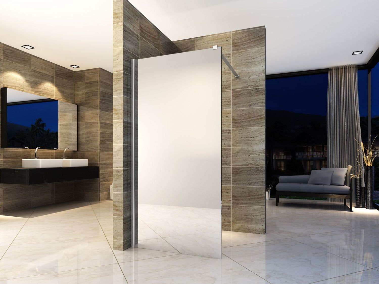 PAROI DE DOUCHE EN VERRE MIROIR 8MM (100X200CM)