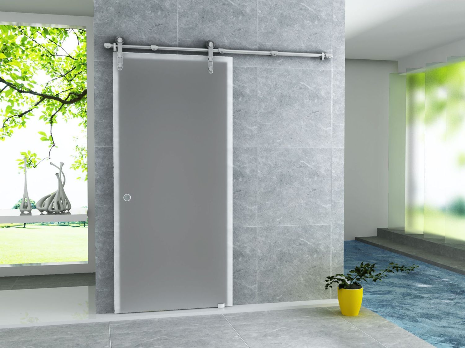 PORTE COULISSANTE VERRE OPAQUE 8MM (102.5X205CM)