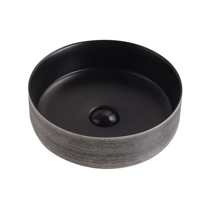 VASQUE EN CÉRAMIQUE AVEC RELIEF BROSSÉ (36CM) - NOIR