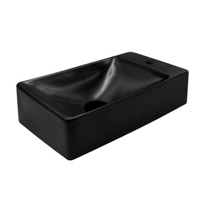 VASQUE CÉRAMIQUE AVEC TROU DE ROBINETTERIE À DROITE (37,5X22X10CM) - NOIR MAT