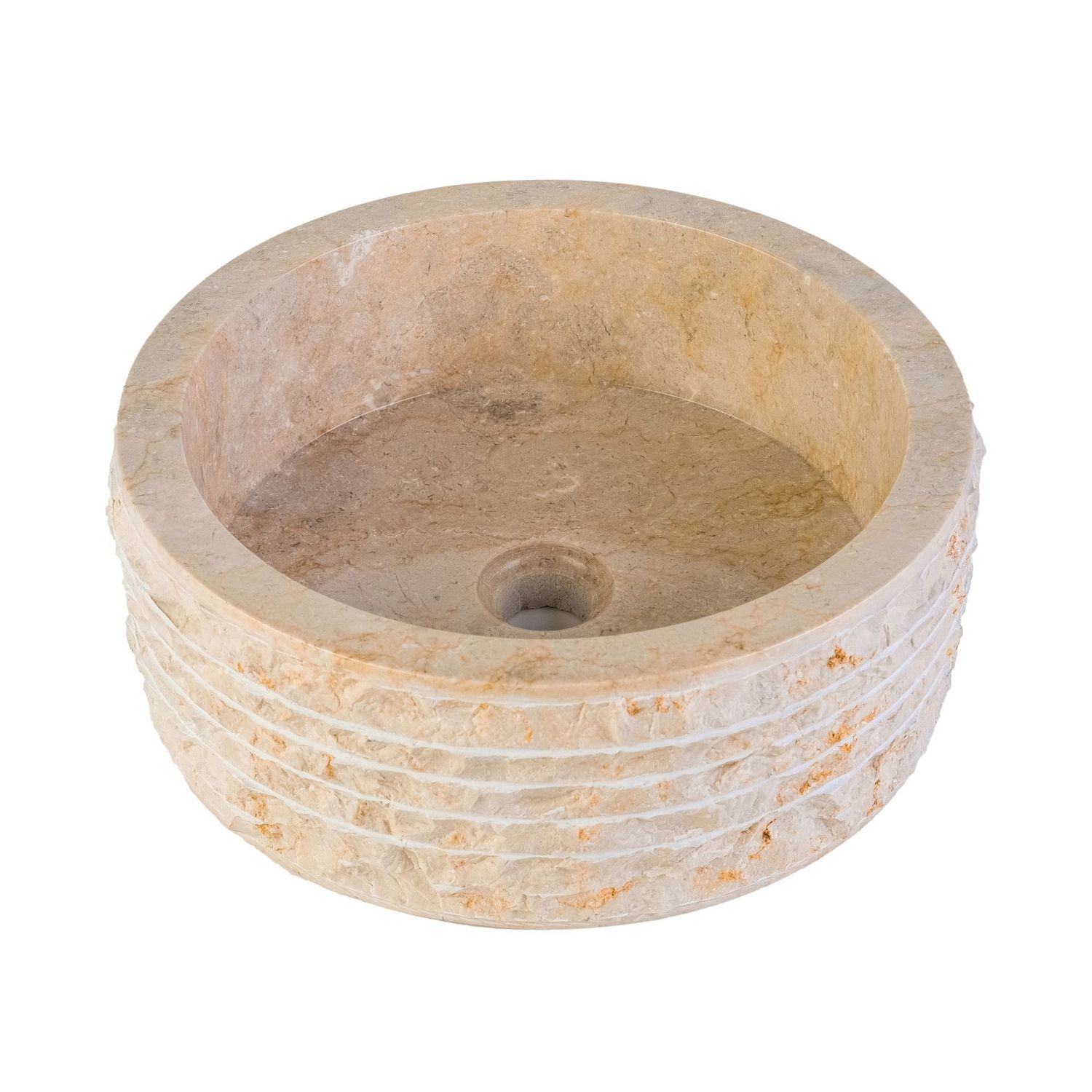 VASQUE EN MARBRE ALUR AVEC INTÉRIEUR POLI - CRÈME 40X15CM