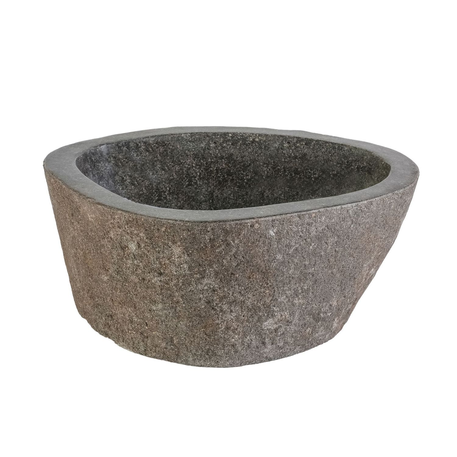 VASQUE EN PIERRE DE RIVIÈRE NATURELLE - GRIS 30-35X15X3CM