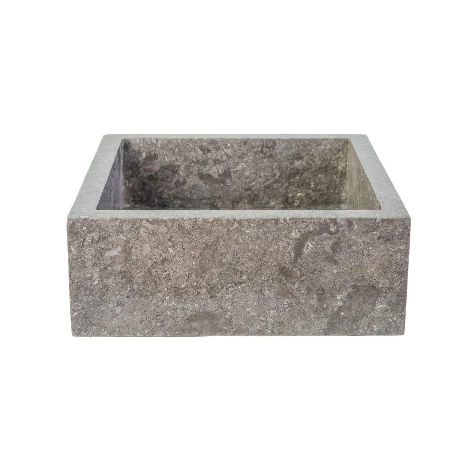 VASQUE À POSER CARRÉ ENTIÈREMENT POLIE - GRIS 40X40X15CM