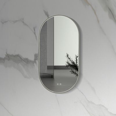 MIROIR LED OVALE AVEC CHAUFFAGE (100X50CM) GRIS GUNMETAL