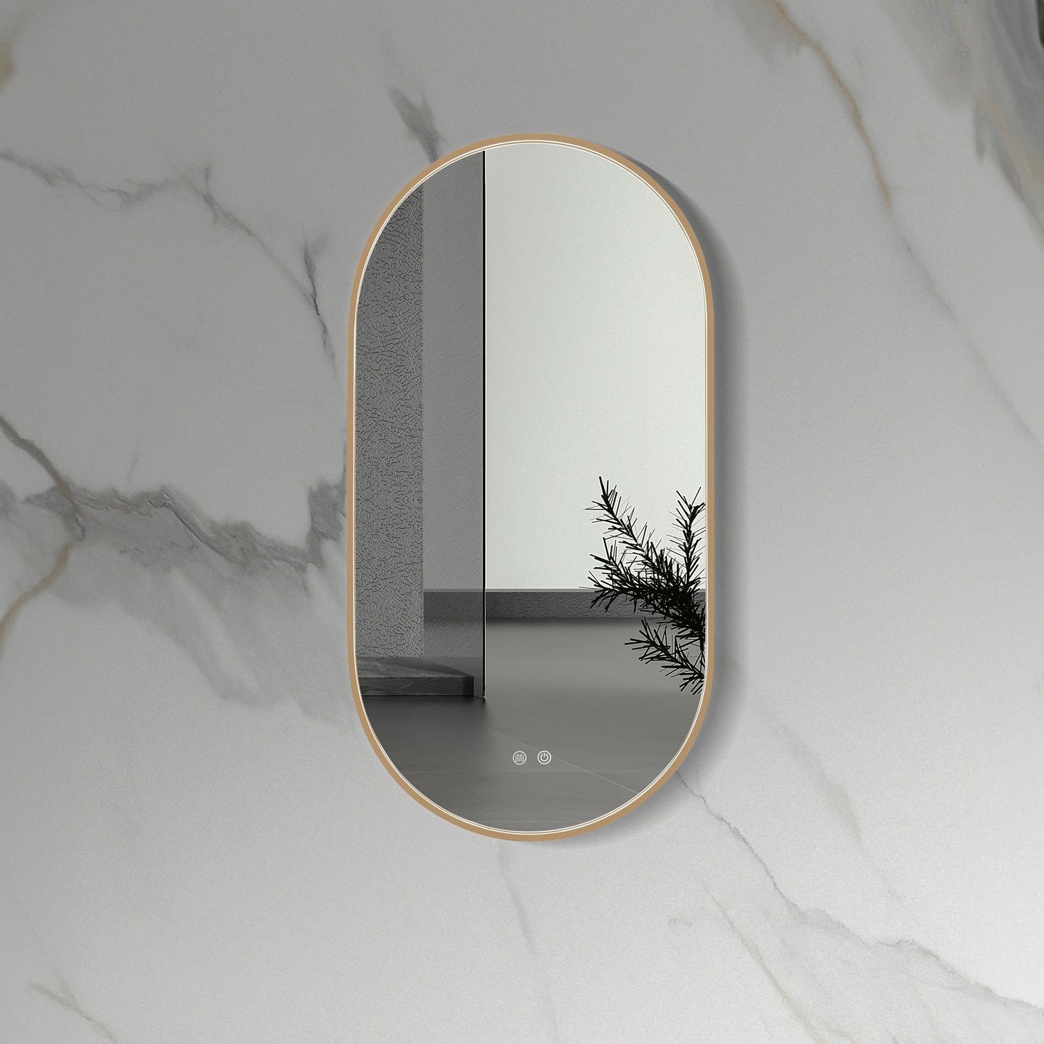 MIROIR LED OVALE AVEC CHAUFFAGE (100X50CM) CUIVRE BROSSÉ