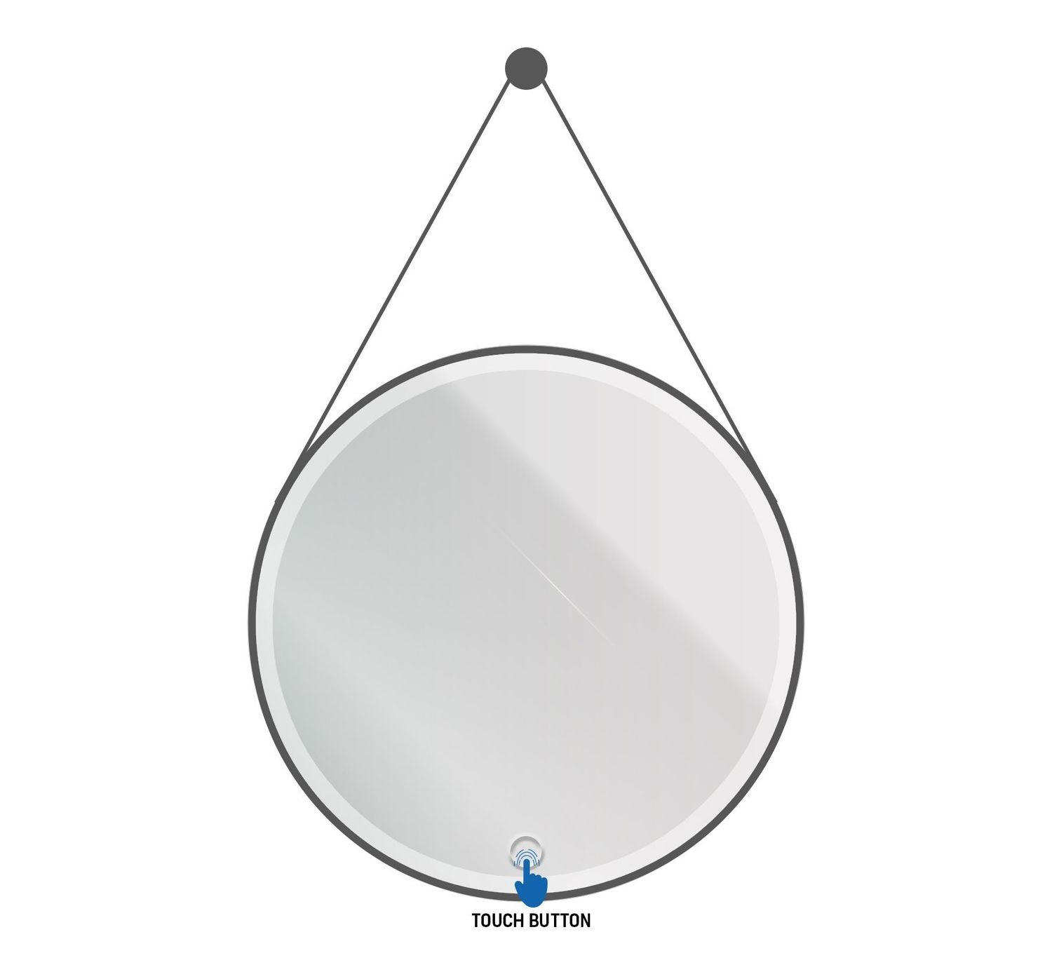 MIROIR LED ROND AVEC BANDE (Ø80CM) NOIR MAT