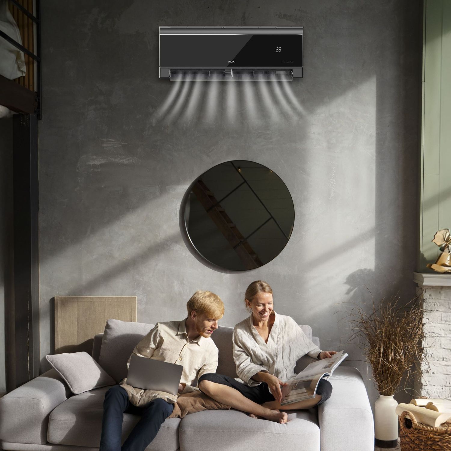 AUX MULTI SPLIT CLIMATISEUR - UNITÉ INTÉRIEUR - REFROIDISSEMENT ET CHAUFFAGE - WIFI - 18000BTU- 5,2KW - NOIR BRILLANT