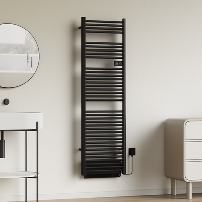 BELRAD SÉCHE SERVIETTES AVEC SOUFFLEUR - ÉLECTRIQUE - AVEC THERMOSTAT NUMÉRIQUE PROGRAMMABLE - 2000W - 184X54X13,3 CM - NOIR MAT