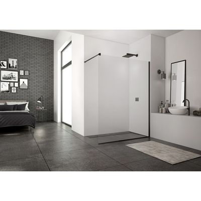 Paroi fixe Walk-in Easy noir mat 160 cm H 200 cm 8 mm