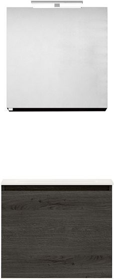MEUBLE FORM 60CM SOLO 1 TIROIR MARBRE DE SYNTHESE +ARMOIRE DE TOILETTE CHENE GRAPHIT