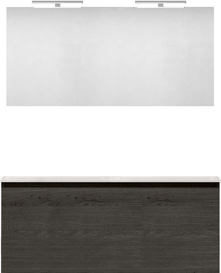 MEUBLE FORM 120 DUO 1 TIROIR MARBRE DE SYNTHESE +MIROIR CHENE GRAPHIT