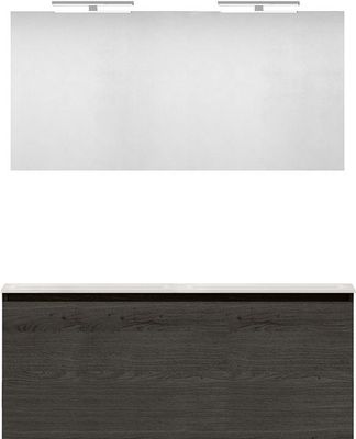MEUBLE FORM 120 DUO 1 TIROIR MARBRE DE SYNTHESE +MIROIR CHENE GRAPHIT