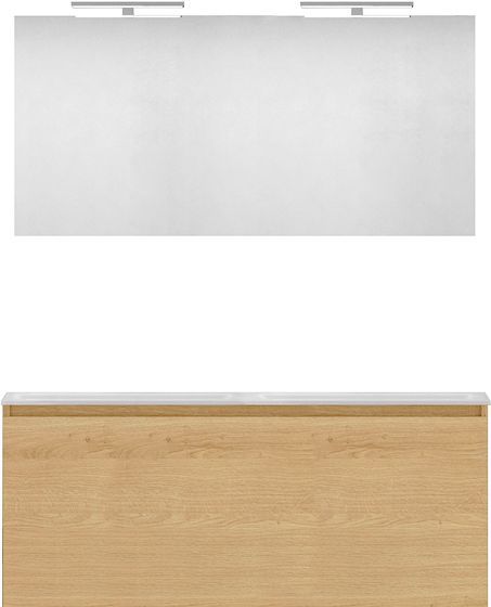 MEUBLE FORM 120 DUO 1 TIROIR MARBRE DE SYNTHESE +MIROIR CHENE NORDIC