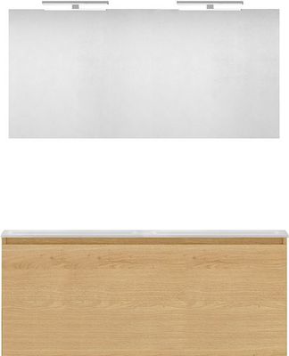 MEUBLE FORM 120 DUO 1 TIROIR MARBRE DE SYNTHESE +MIROIR CHENE NORDIC