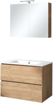 MEUBLE ICE SOLO ARMOIRE TOILETTE AVEC ECLAIRAGE 80CM CHENE GRIS