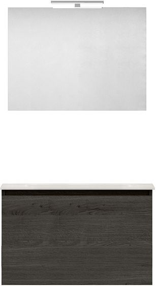 MEUBLE FORM 80CM SOLO 1 TIROIR MARBRE DE SYNTHESE +MIROIR CHENE GRAPHIT