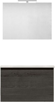 MEUBLE FORM 80CM SOLO 1 TIROIR MARBRE DE SYNTHESE +MIROIR CHENE GRAPHIT