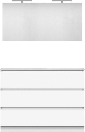 MEUBLE FORM 120 ASYMETRIQUE DROITE 3 TIROIR MARBRE DE SYNTHESE +MIROIR BLANC