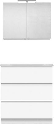 MEUBLE FORM 80CM SOLO 3 TIROIR MARBRE DE SYNTHESE +ARMOIRE DE TOILETTE BLANC MEUBLE FORM 80CM SOLO 3 TIROIR MARBRE DE SYNTHESE +ARMOIRE DE TOILETTE BLANC