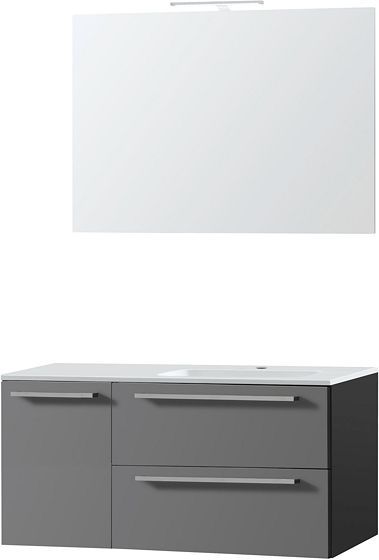 MEUBLE COMBO UNI ARDOISE 105 DROITE MARBRE SYNTHETIQUE MIROIR 100