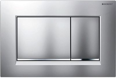 PLAQUE DE COMMANDE 2 TOUCHES SIGMA20 CARRE GEBERIT CHROME-MAT AVEC BANDES DESIGN EN CHROMé BRILLANT