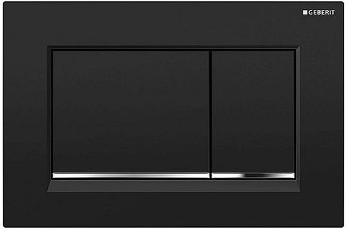 PLAQUE DE COMMANDE 2 TOUCHES SIGMA20 CARRE GEBERIT NOIR MAT AVEC BANDES DESIGN EN CHROMé BRILLANT