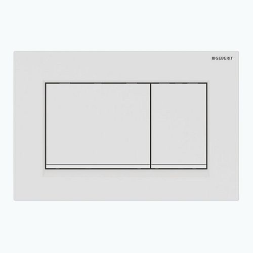 PLAQUE DE COMMANDE 2 TOUCHES SIGMA20 CARRE GEBERIT BLANC MAT-BLANC AVEC BANDES DESIGN EN BLACNHES