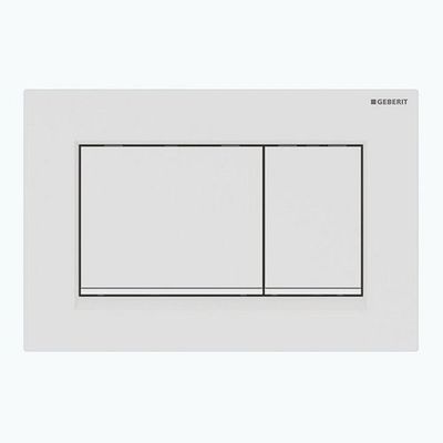 PLAQUE DE COMMANDE 2 TOUCHES SIGMA20 CARRE GEBERIT BLANC MAT-BLANC AVEC BANDES DESIGN EN BLACNHES