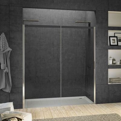 PORTE COULISSANTE NICHE SUITE 1160-1195 H2000 GAUCHE NANOTEC SOFTLCOSE NOIRE-CHROME/CLAIR