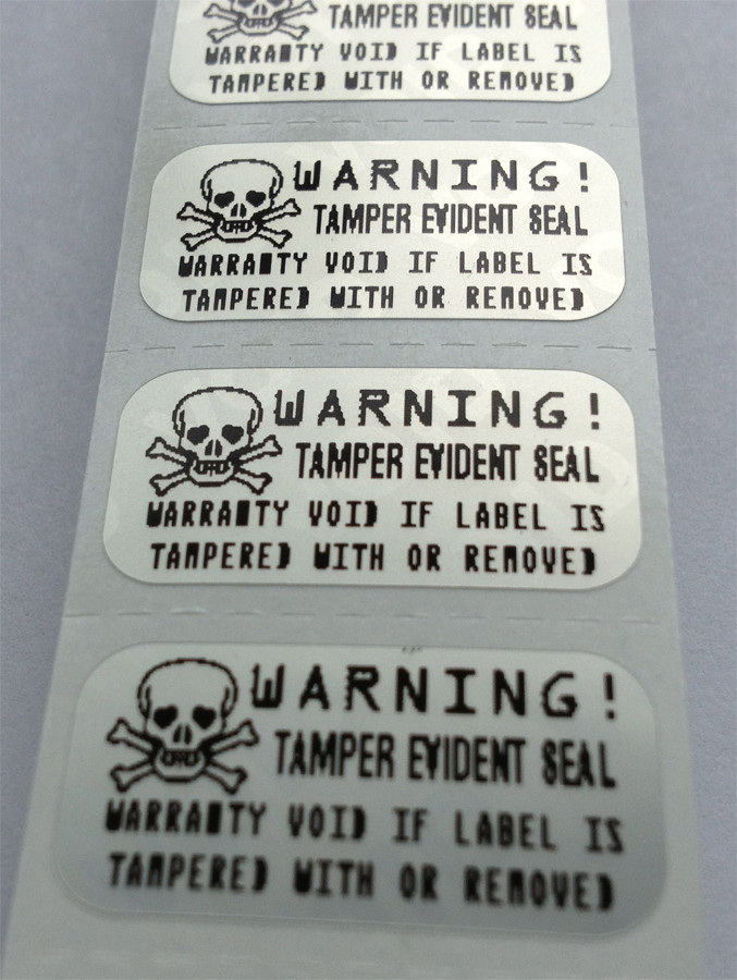 1 X .50 Inch Matte Silver Tamper Evident Warning Seal Label