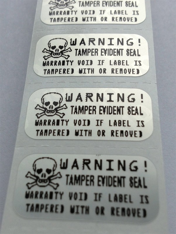 1 X .50 Inch Matte Silver Tamper Evident Warning Seal Label