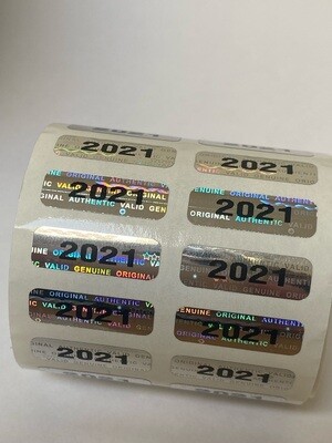 [QTY 500] .75 X .25 inch hologram labels printed with 2021