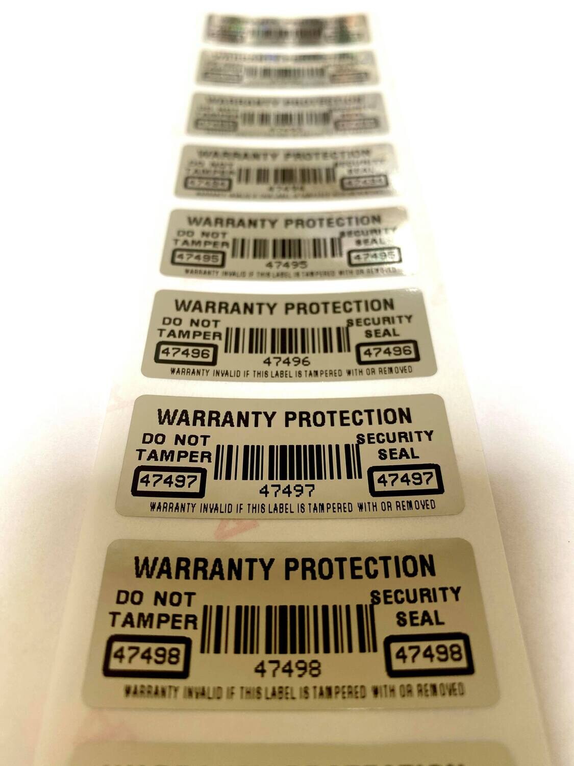 1.75 X .75 Inch Chrome Tamper Evident Warranty Label
