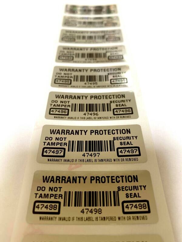 1.75 X .75 Inch Chrome Tamper Evident Warranty Label